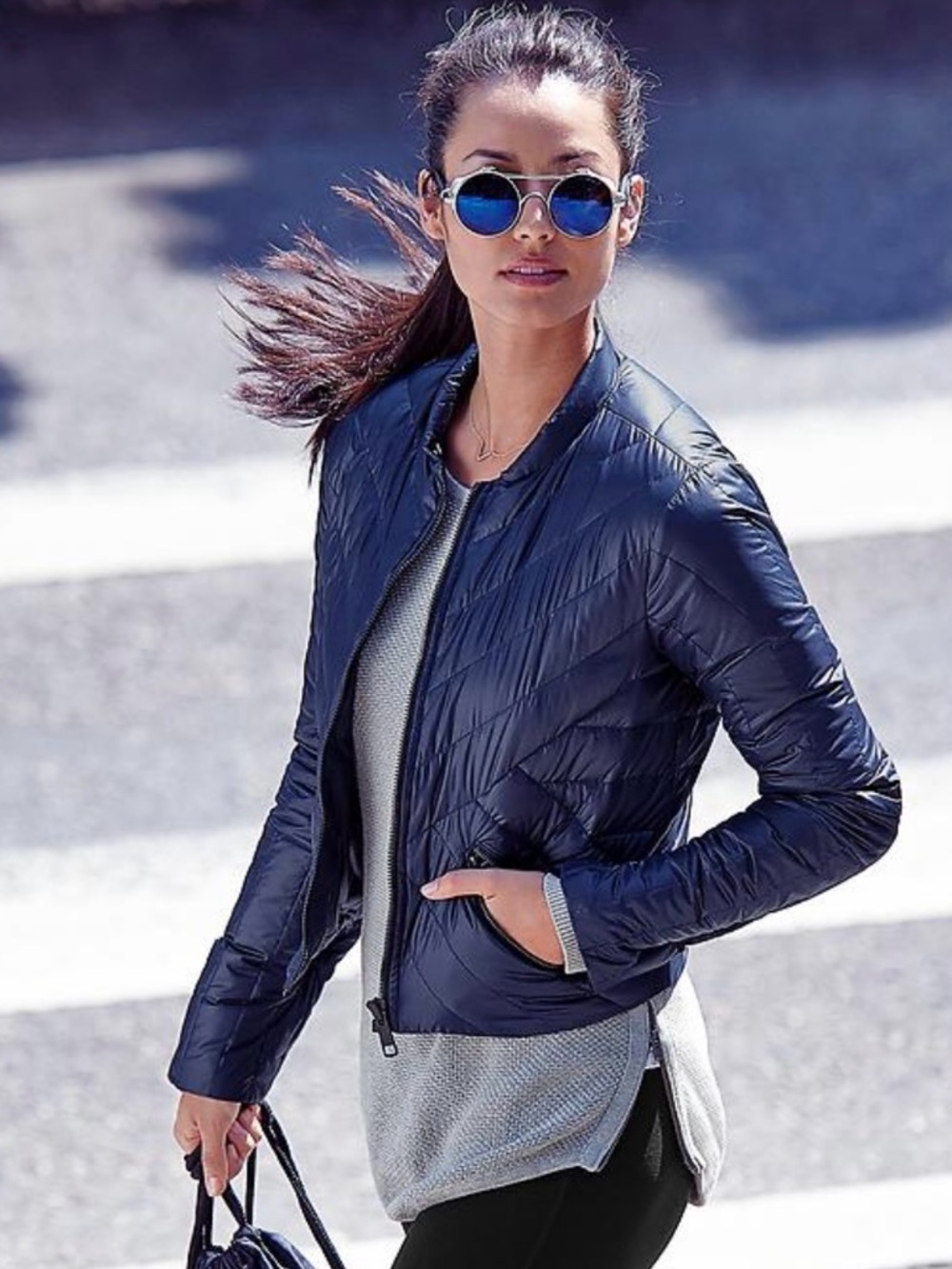 ATHLETA Geneva Gray Goose Down Packable Slim Cropped Jacket Women’s Extra Small